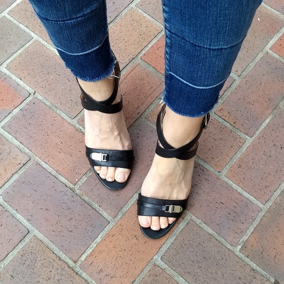 Coach Shoes - Coach Emilia Crisscross Black Leather Heels 9